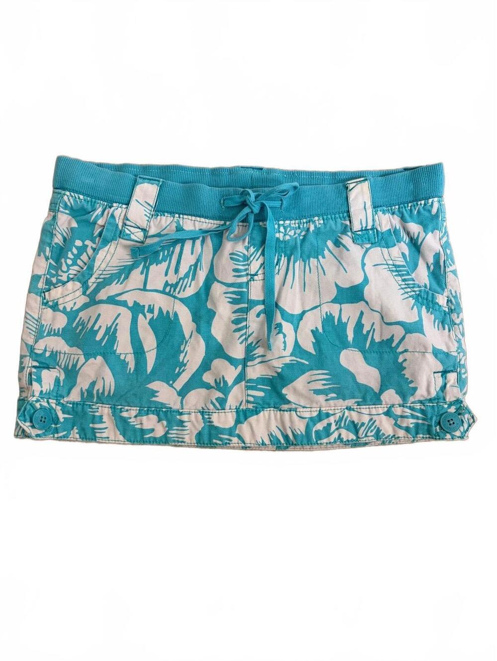 Mossimo Supply Co. Skirt Womens Size 3 Teal & White Floral Mini Pockets